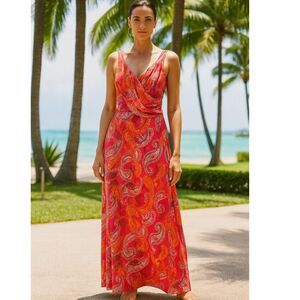 Pepperberry Fuschia Pink Paisley Print Maxi Dress - Size 16 - NWT